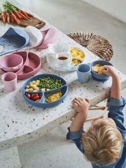 Bavoir Avec Récupérateur En Silicone Blanc Terrazzo - Vertbaudet -Petite Vie Soldes bavoir avec recuperateur en silicone 3