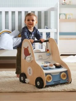 Chariot De Marche Avec Freins EN VOITURE SIMON En Bois FSC® Multicolore - Vertbaudet -Petite Vie Soldes chariot de marche avec freins en voiture simon en bois fsc 3