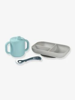 Coffret D’apprentissage 3 Pièces BEABA En Silicone Rose - Beaba -Petite Vie Soldes coffret dapprentissage 3 pieces beaba en silicone 3