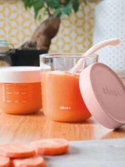 Coffret De 2 Pots De Conservation En Verre BEABA Airy Green/ Light Mist - Beaba -Petite Vie Soldes coffret de 2 pots de conservation en verre beaba 1