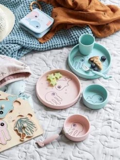 Coffret Repas 3 Pièces DONE BY DEER Sea Friends En Silicone Bleu - Done By Deer -Petite Vie Soldes coffret repas 3 pieces done by deer sea friends en silicone 5