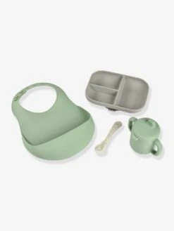 Coffret Repas Les Essentiels 4 Pièces BEABA En Silicone Vert Sauge - Beaba -Petite Vie Soldes coffret repas les essentiels 4 pieces beaba en silicone 3