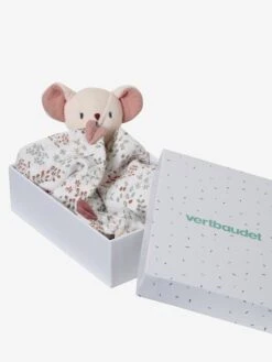 Doudou Carré En Gaze De Coton GRENIER Blanc - Vertbaudet -Petite Vie Soldes doudou carre en gaze de coton grenier 1