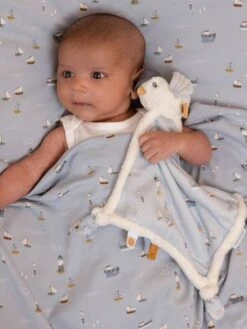 Doudou Carré Mouette - Sailors Bay - LITTLE DUTCH Bleu Grisé - Little Dutch -Petite Vie Soldes doudou carre mouette sailors bay little dutch 2