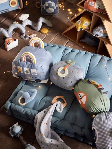 Doudou En Gaze De Coton + Hochet Bois EN VOITURE SIMON Multicolore - Vertbaudet 6 Doudou En Gaze De Coton + Hochet Bois EN VOITURE SIMON Multicolore - Vertbaudet – Image 4