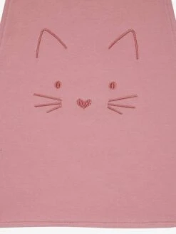 Grand Bavoir Brodé Animaux Rose Poudré/chat - Vertbaudet -Petite Vie Soldes grand bavoir brode animaux 2