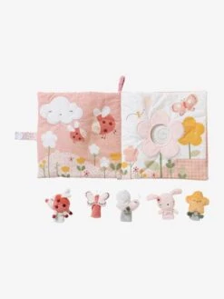 Grand Livre D'éveil Et Marionnettes à Doigts En Velours PAYS ROSE Multicolore - Vertbaudet -Petite Vie Soldes grand livre deveil et marionnettes a doigts en velours pays rose 2