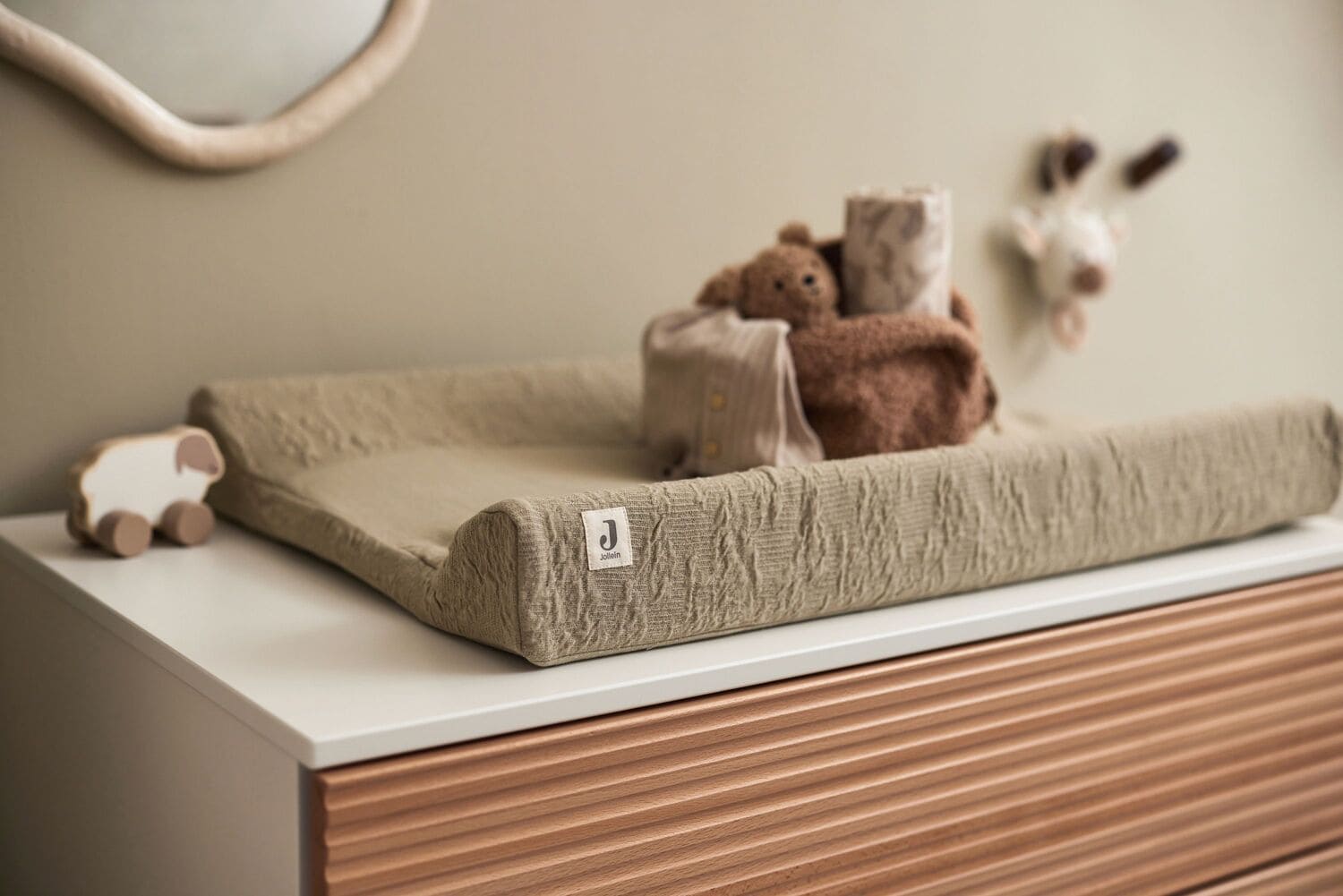 Petite Vie Soldes -Petite Vie Soldes housse de matelas a langer soft waves jollein sundays kids store vert olive