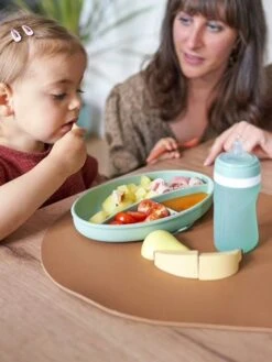 Kit Repas Silicone BABYMOOV Grow’Isy Vert/terracotta - Babymoov -Petite Vie Soldes kit repas silicone babymoov growisy 1