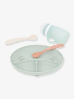 Kit Repas Silicone BABYMOOV Grow’Isy Vert/terracotta - Babymoov -Petite Vie Soldes kit repas silicone babymoov growisy 2