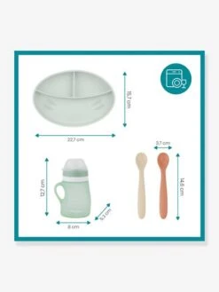 Kit Repas Silicone BABYMOOV Grow’Isy Vert/terracotta - Babymoov -Petite Vie Soldes kit repas silicone babymoov growisy 5