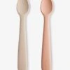Lot De 2 Cuillères 1er âge MUSHIE En Silicone Beige + Vert - Mushie -Petite Vie Soldes lot de 2 cuilleres 1er age mushie en silicone