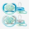 Lot De 2 Sucettes 6-18 Mois Phosphorescentes Ultra Air Night Philips AVENT Bleu - Philips Avent -Petite Vie Soldes lot de 2 sucettes 6 18 mois phosphorescentes ultra air night philips avent