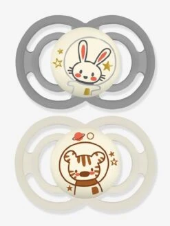 Lot De 2 Sucettes En Silicone MAM Perfect Nuit 18+ Gris + Beige - Mam