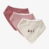 Lot De 3 Bavoirs Bandanas En Gaze De Coton / éponge Rose Grenier - Vertbaudet -Petite Vie Soldes lot de 3 bavoirs bandanas en gaze de coton eponge