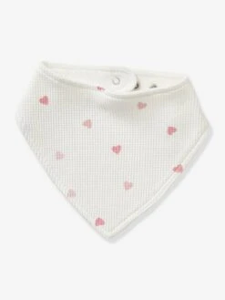 Lot De 3 Bavoirs Bandanas En Nid D'abeille Imprimé Coeurs - Vertbaudet -Petite Vie Soldes lot de 3 bavoirs bandanas en nid dabeille 1
