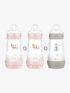 Lot De 3 Biberons 260 Ml MAM Easy Start Anti-colique Nature 2 Bleu Aqua + 1 Beige - Mam -Petite Vie Soldes lot de 3 biberons 260 ml mam easy start anti colique nature 1