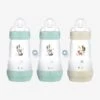 Lot De 3 Biberons 260 Ml MAM Easy Start Anti-colique Nature 2 Bleu Aqua + 1 Beige - Mam -Petite Vie Soldes lot de 3 biberons 260 ml mam easy start anti colique nature