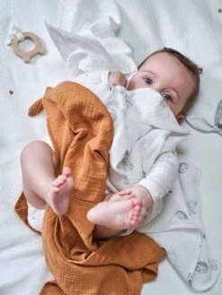 Lot De 3 Langes MINI COMPAGNIE En Gaze De Coton Bio* 2 écrus Imprimés + 1 Uni Caram - Vertbaudet -Petite Vie Soldes lot de 3 langes mini compagnie en gaze de coton bio 5