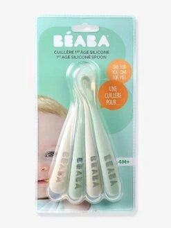 Lot De 4 Cuillères 1er âge BEABA Soft Sans BPA Bleu/gris/ocre - Beaba -Petite Vie Soldes lot de 4 cuilleres 1er age beaba soft sans bpa 3
