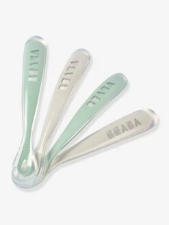 Lot De 4 Cuillères 1er âge BEABA Soft Sans BPA Bleu/gris/ocre - Beaba -Petite Vie Soldes lot de 4 cuilleres 1er age beaba soft sans bpa 4