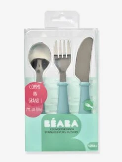 Set 3 Couverts D'apprentissage Inox BEABA Airy Green - Beaba -Petite Vie Soldes set 3 couverts dapprentissage inox beaba 1