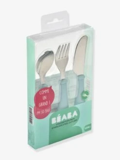 Set 3 Couverts D'apprentissage Inox BEABA Airy Green - Beaba -Petite Vie Soldes set 3 couverts dapprentissage inox beaba 2