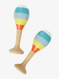 Set 3 Instruments : Maracas, Tambourin, Grelots En Bois FSC® Multicolore - Vertbaudet -Petite Vie Soldes set 3 instruments maracas tambourin grelots en bois fsc 1