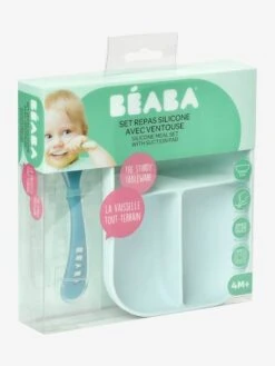 Set Vaisselle 2 Pièces Silicone BEABA Gris Clair - Beaba -Petite Vie Soldes set vaisselle 2 pieces silicone beaba 5