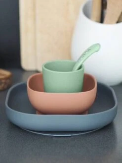 Set Vaisselle 4 Pièces Silicone BEABA Rose - Beaba