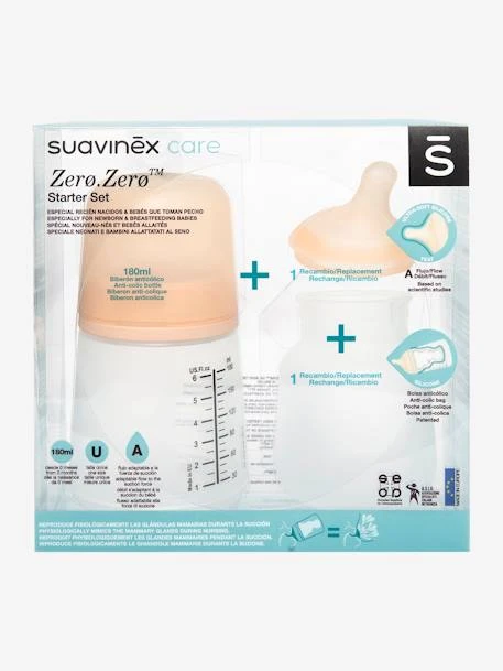 Starter Set Biberon Zero.Zero 180ml SUAVINEX Rose Clair Uni Avec Decor - Suavinex 3 Starter Set Biberon Zero.Zero 180ml SUAVINEX Rose Clair Uni Avec Decor - Suavinex