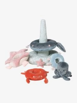 Tour à Empiler En Tissu SOUS L'OCÉAN Gris - Vertbaudet -Petite Vie Soldes tour a empiler en tissu sous locean 2