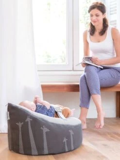 Transat Et Pouf Doomoo Nid BABYMOOV Blanc / Gris - Babymoov -Petite Vie Soldes transat et pouf doomoo nid babymoov 2